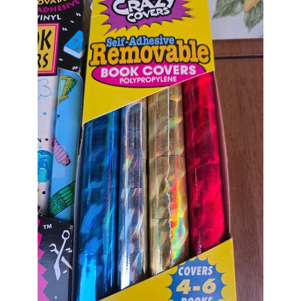Lot 2 Vintage Crazy Covers + Hot Covers Self-Adhesive Book Cover Rolls most new